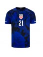 Förenta staterna Timothy Weah #21 Replika Borta Kläder VM 2022 Kortärmad